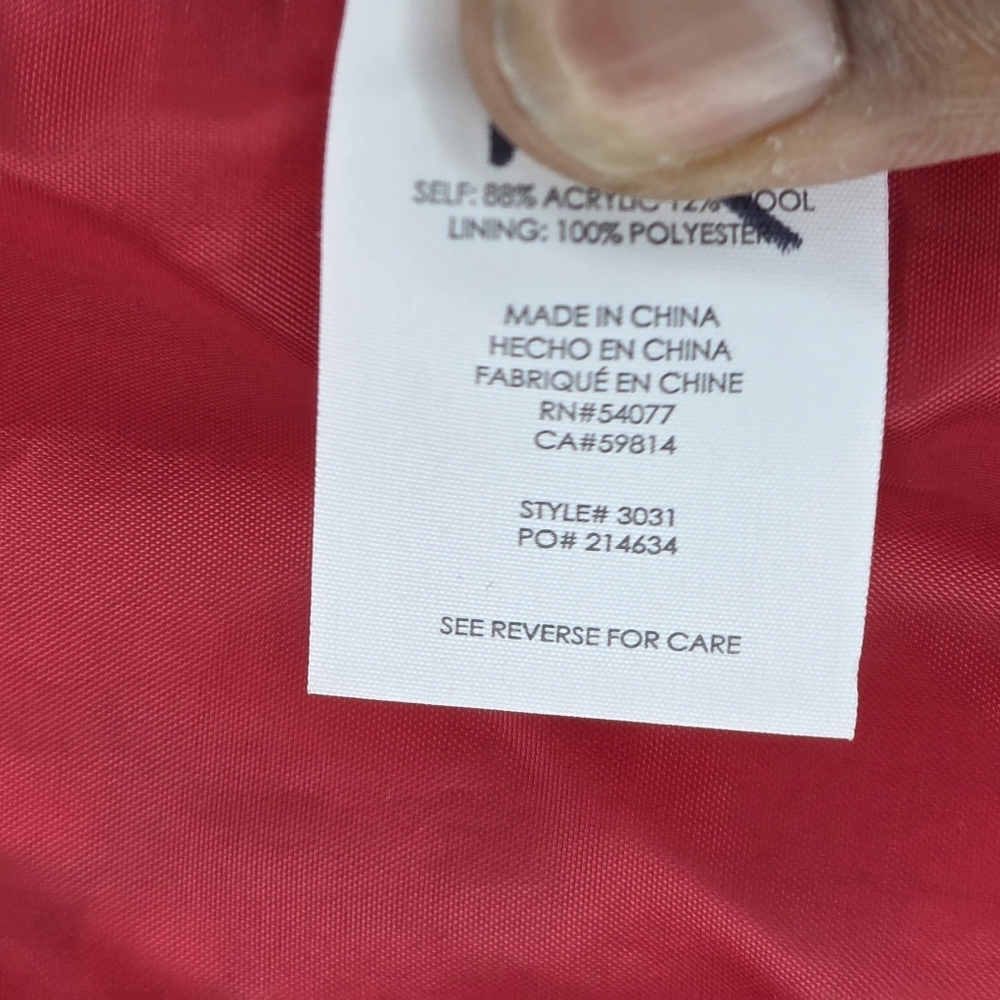 CAbi Sloan Tweed Peacoat (Style 3031) – Scarlet Red Bouclé Shawl Collar Coat - Picture 6 of 7